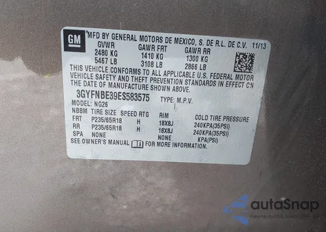 2014 Cadillac Srx Luxury Collection z USA, uszkodzony, nr VIN 3GYFNBE39ES583575